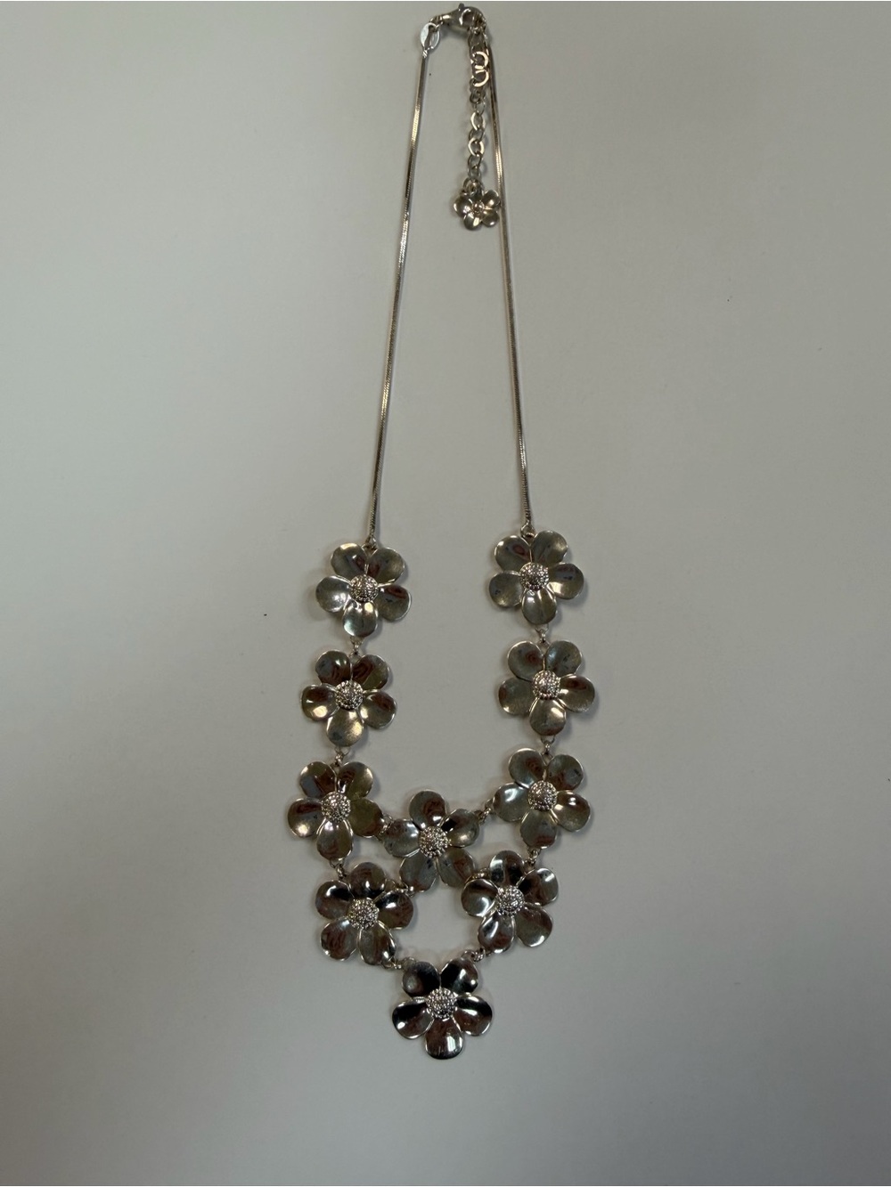 Sterling Silver Paola Valentino Dogwood Poppy Flower Layered Necklace